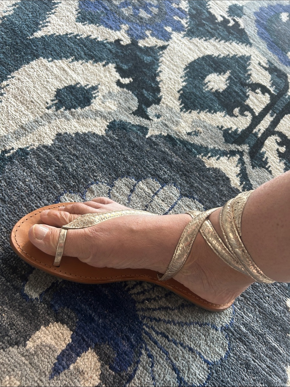 SCHUTZ Gold Alligator Print Wrap Around Sandals - Picture 3 of 7